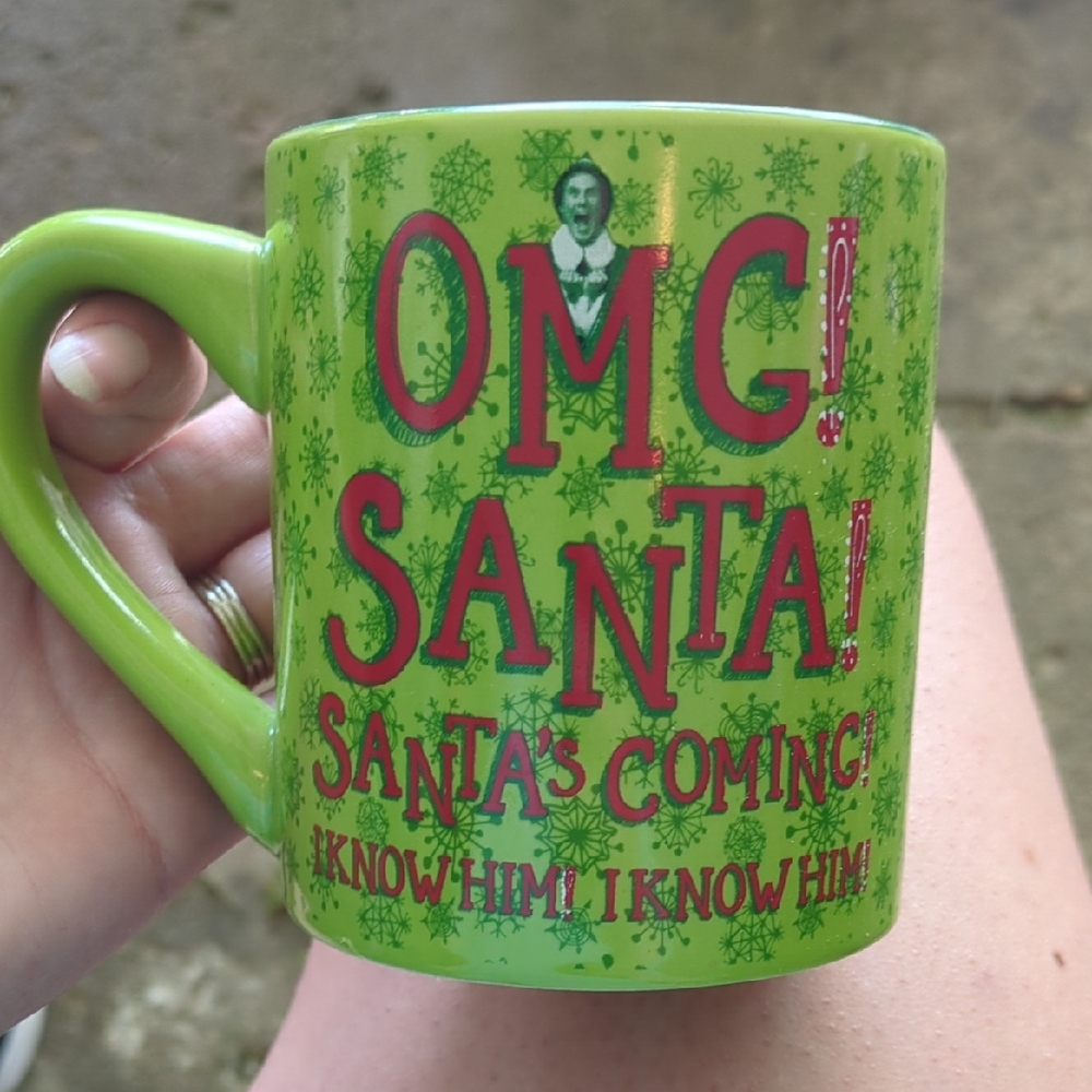 Green Holiday Mug with Red Text